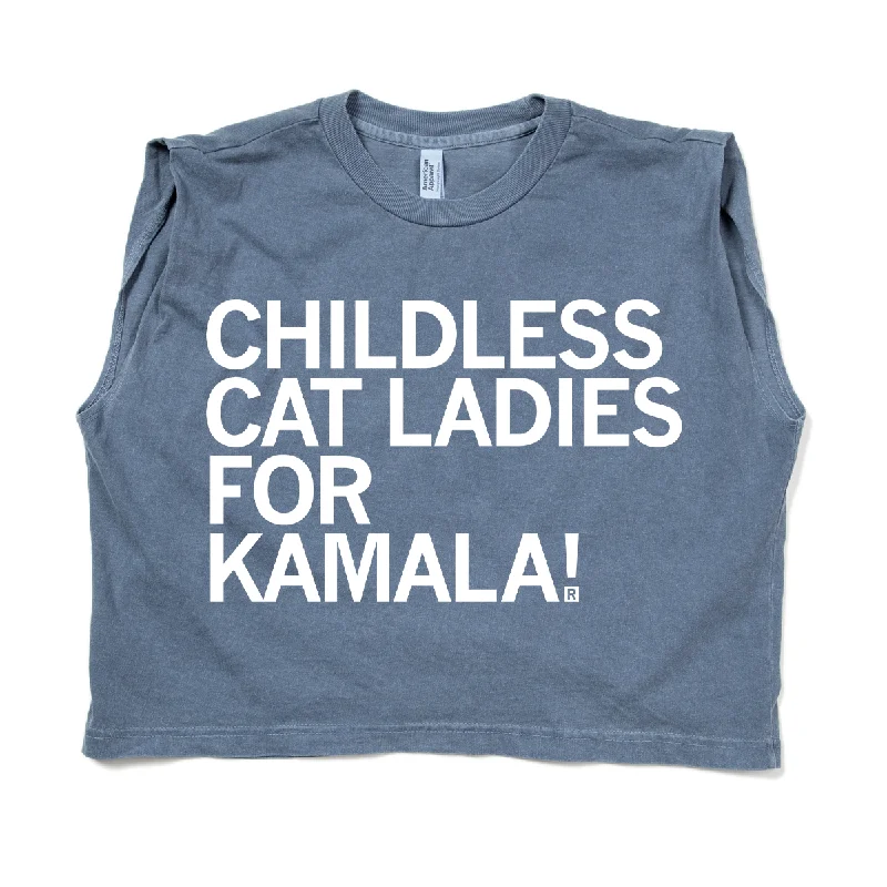 Childless Cat Ladies for Kamala Muscle Crop Top