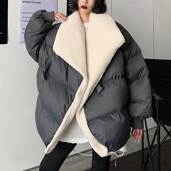 New Women Plus Size Pocket Pleated Goddess Fan 2020 Winter Minority Casual Parka Coat