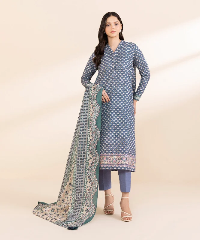 3 Piece - Embroidered Light Khaddar Suit