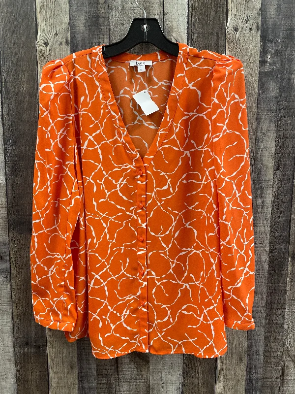 Top Long Sleeve By Bar Iii In Orange, Size: Xl