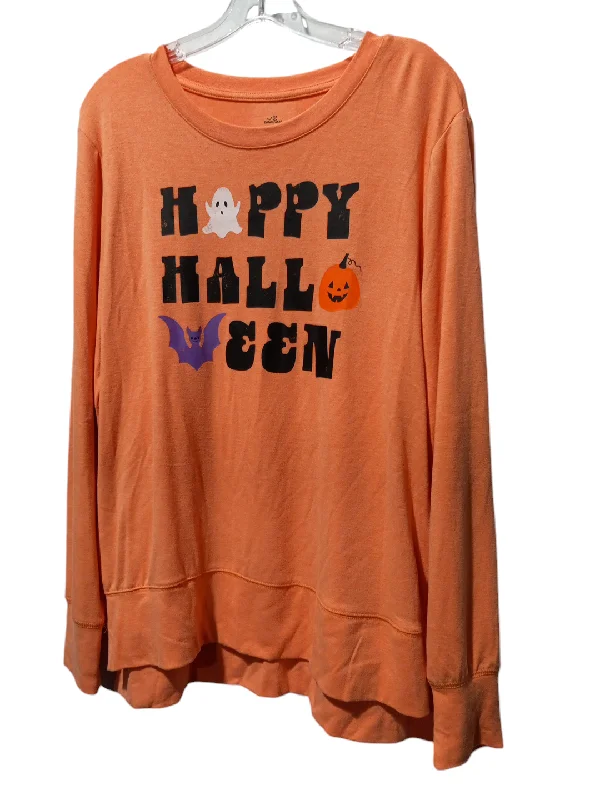 Top Long Sleeve By Clothes Mentor In Orange, Size: L