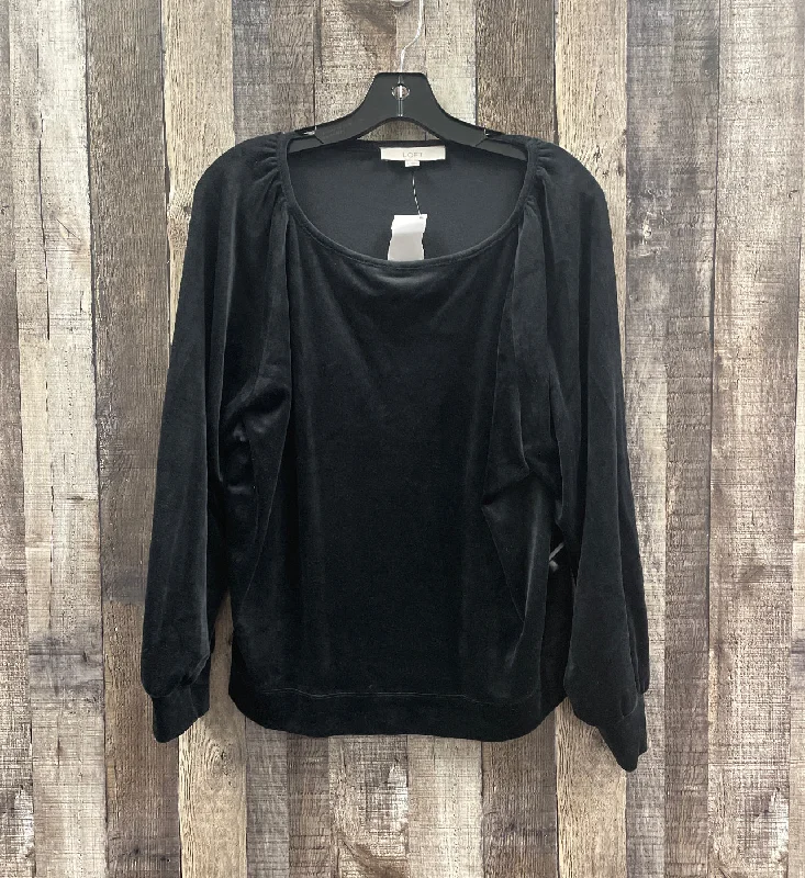 Top Long Sleeve By Loft In Black, Size: L