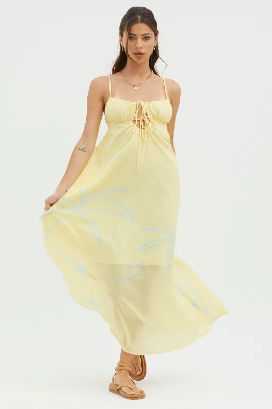 Yuki Tied Bust Midi Dress Yellow