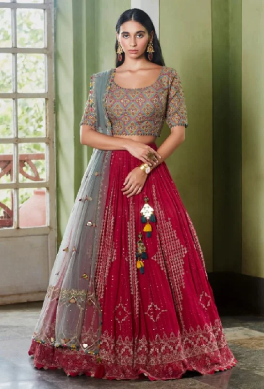 Raani Georgette Wedding Lehenga Choli For Women - Clearance