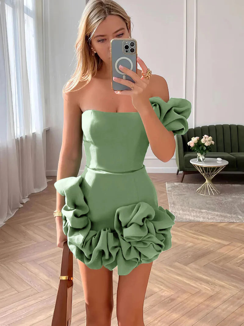 Strapless Bodycon Homecoming Dress With Ruffles